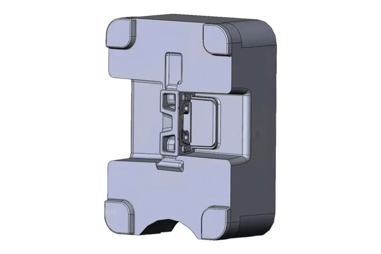 整合抽芯機構與滑塊系統的3D模具工程模型，用於實現複雜內部幾何結構